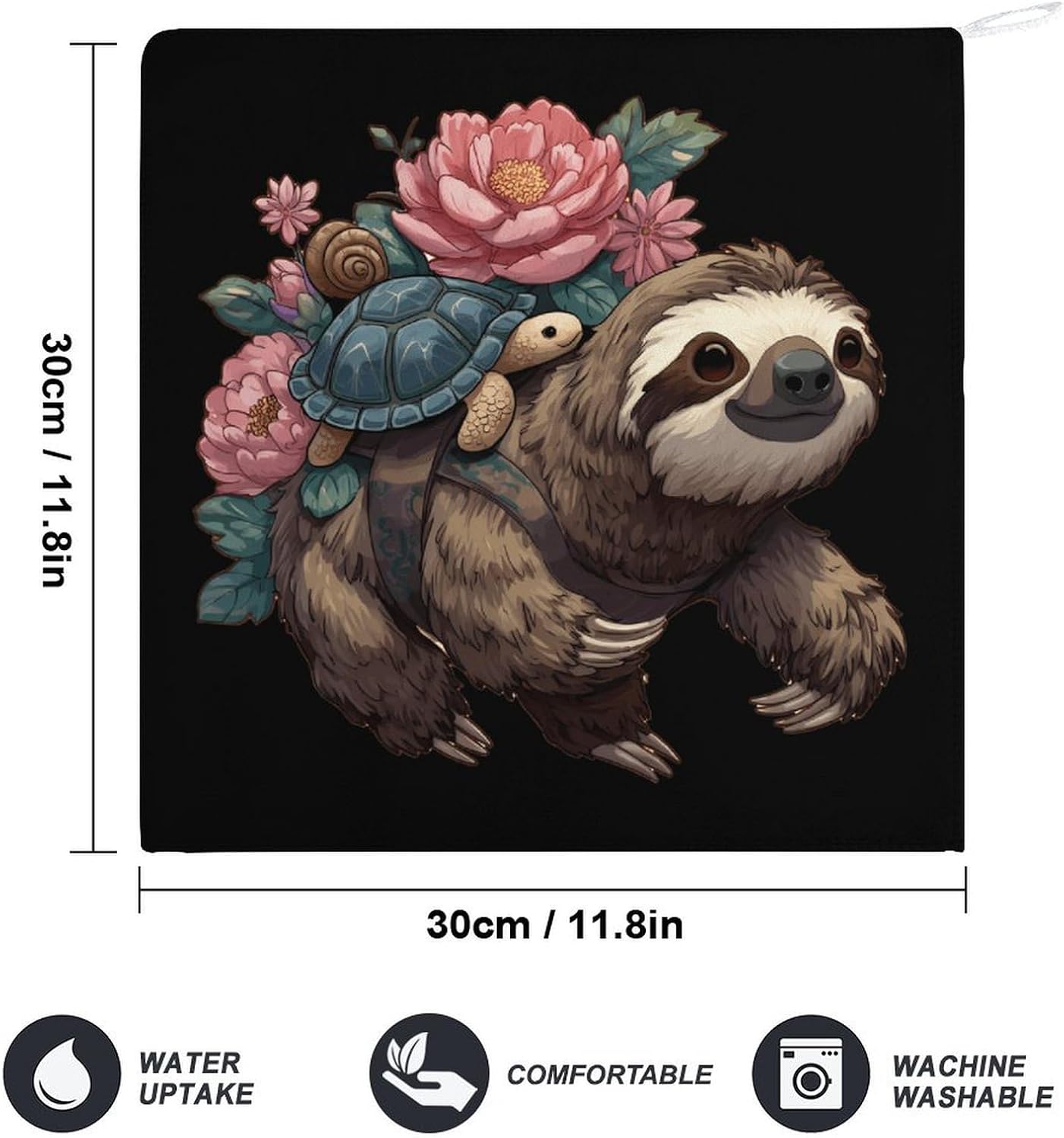 Funny Sloth Turtle Snail Microfiber Hand Towels for Bathroom Soft Absorbent Bath Kitchen Towel with Hanging Loop 4PCS