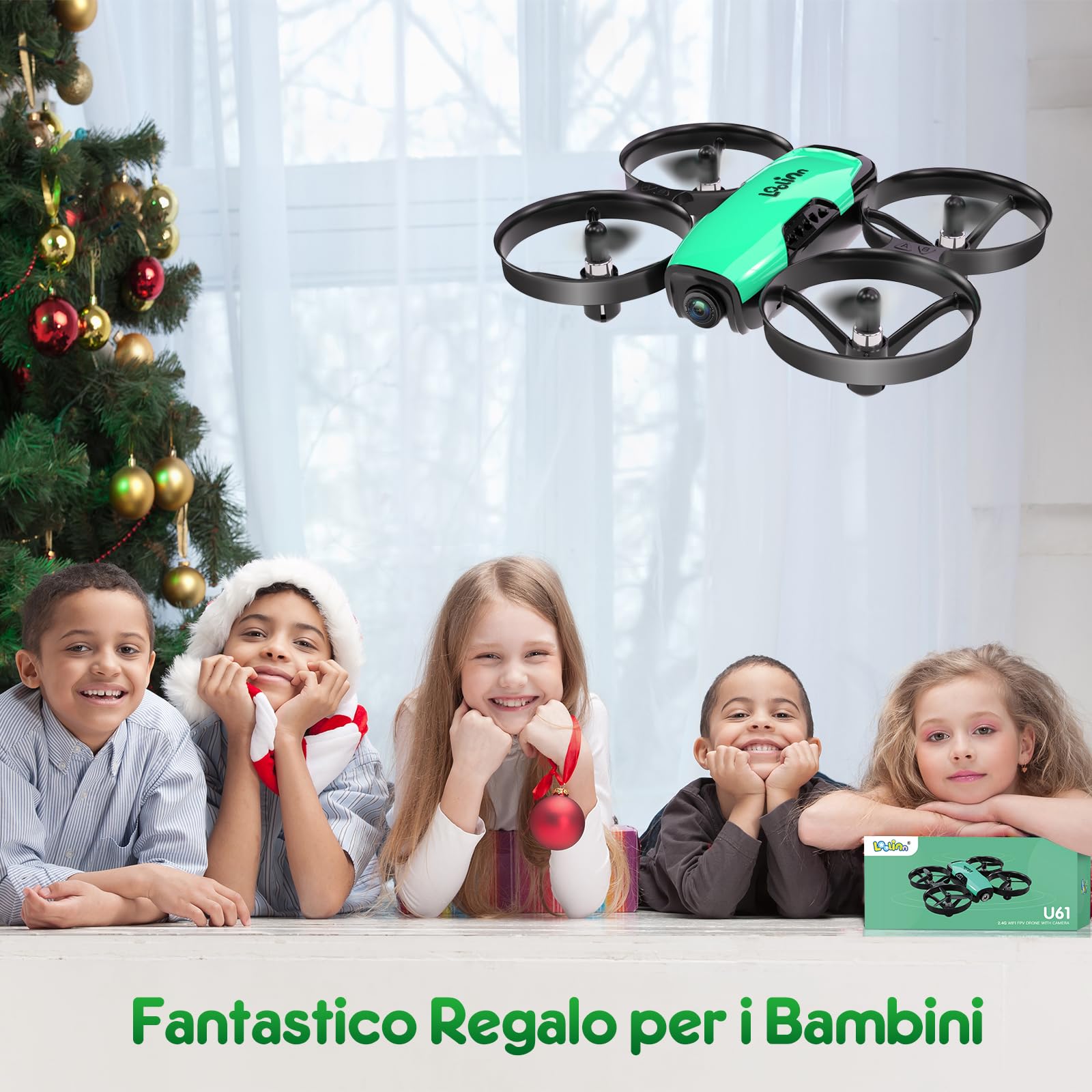 Loolinn | Drone Giocattolo con Telecamera per Bambini (8+) Regalo - Mini Quadricottero Radiocomandato, Sicuro Da Far Volare, Due Batterie, Certificazione Approvata C0 (Regalo per Bambini)