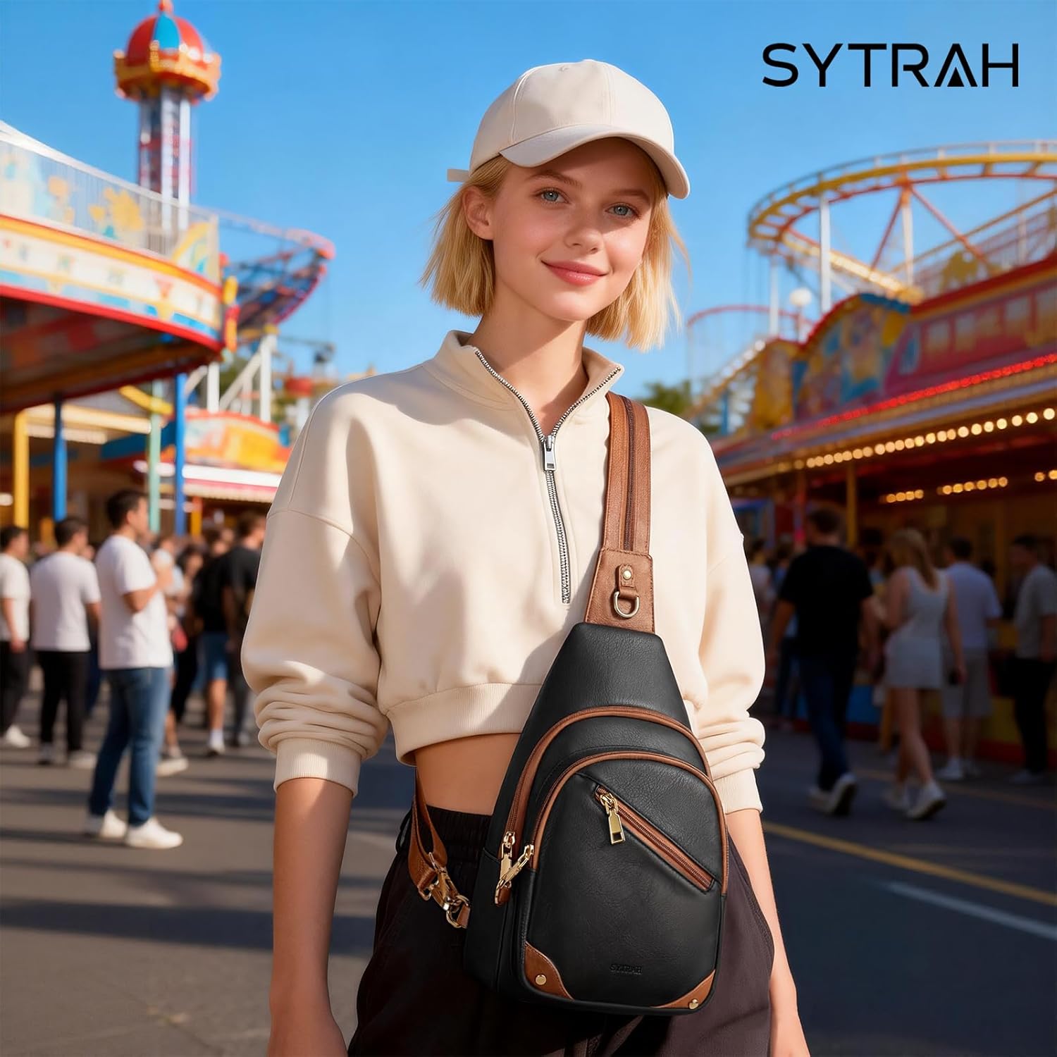 SYTRAH Anti Theft Sling Bag for Women, RFID Crossbody Purses Convertible Sling Backpack, Cross Body Purse Chest Bag