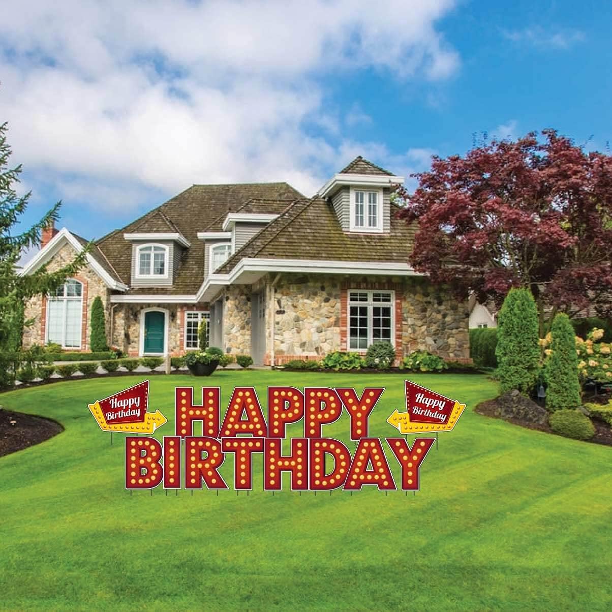 VictoryStore Birthday Yard Decorations, Marquee Style Happy Birthday Yard Card Letters & Signs 15 Pc Set (19377)