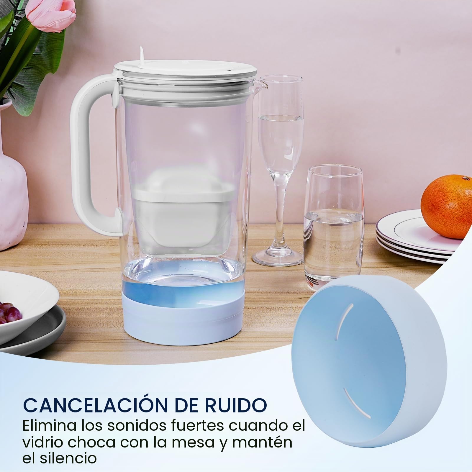GLACIER FRESH Funda protectora de base de silicona | Compatible con jarra filtrante Brita - Protección antigolpes, antideslizante y aislamiento térmico (Azul)