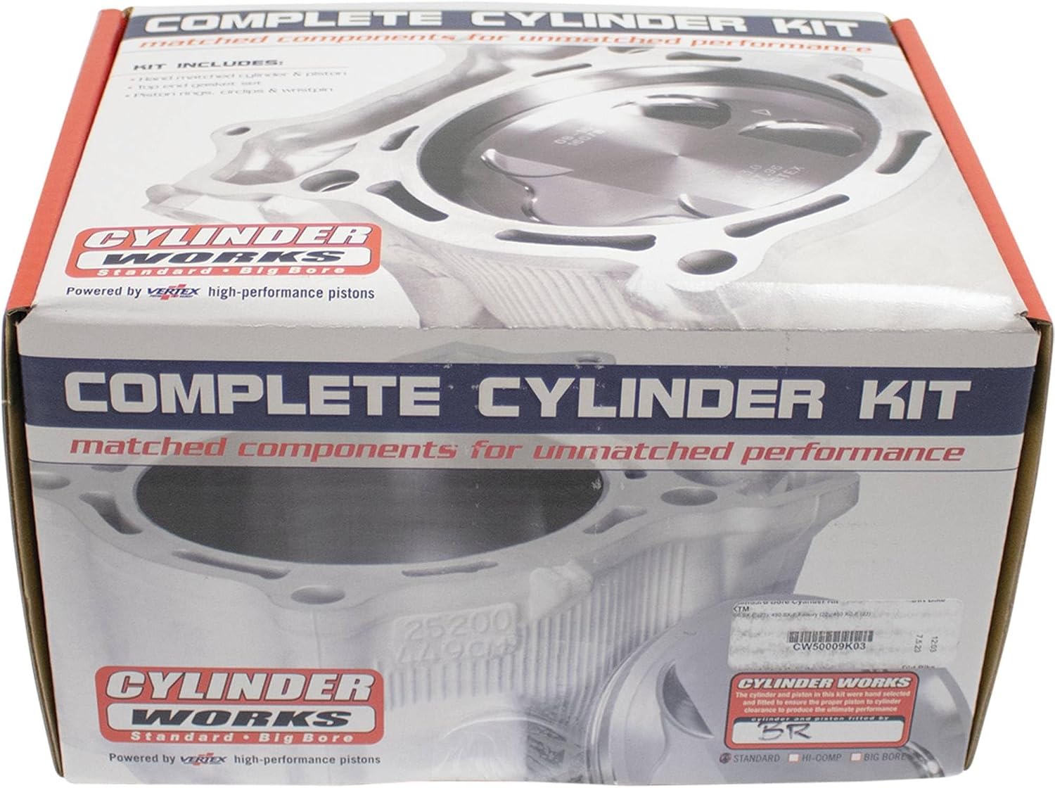 Cylinder Works CW50009K03 Standard Bore Cylinder Kit Compatible With/Replacement For KTM 450 SX-F 2023, 450 SX-F Factory 2022, 450 XC-F 2023 13.1:1 Compression Ratio, 95 mm Cylinder Diameter