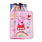 NoJo Peppa Pig I\'m so Happy Toddler Nap Mat - Includes Attached Pillow and Fleece Blanket