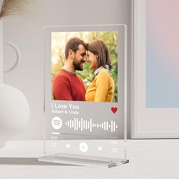لوحة Spotify مخصصة مع حامل أكريليك - Spotify Glass Plaque هدايا شخصية مخصصة لصديقة الفتاة - أغنية أكريليك مخصصة مع لوحة موسيقية هدايا مخصصة للأزواج