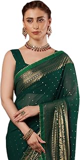 SIRIL Women's Georgette Foil Printed Saree with Unstitched Blouse Piece Price In India