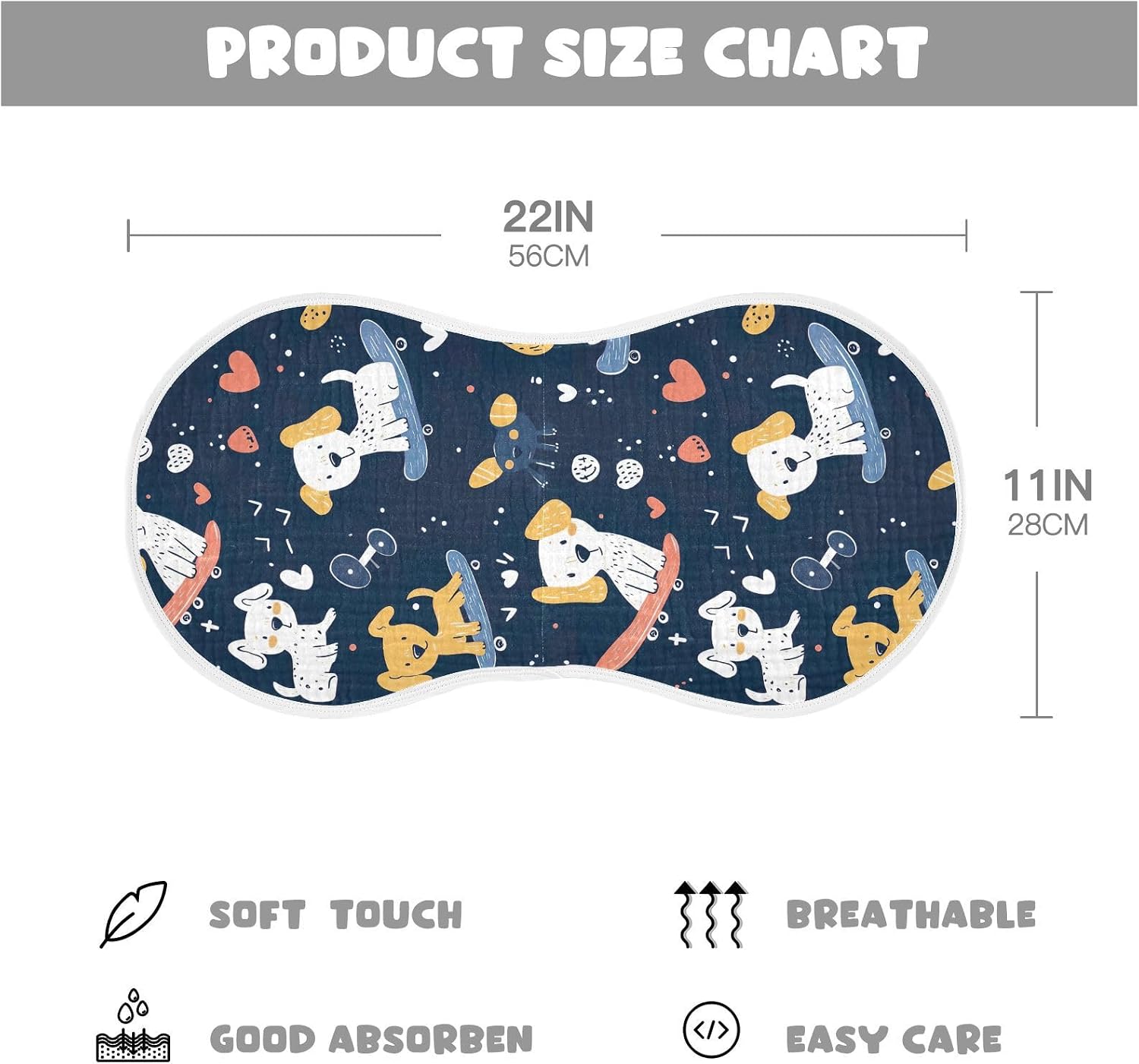 Cute Dogs Space Muslin Baby Burp Cloths Feeding Cloths Face Towel Soft and Absorbent Bibs for Newborn Boys Girl- 4 Pack
