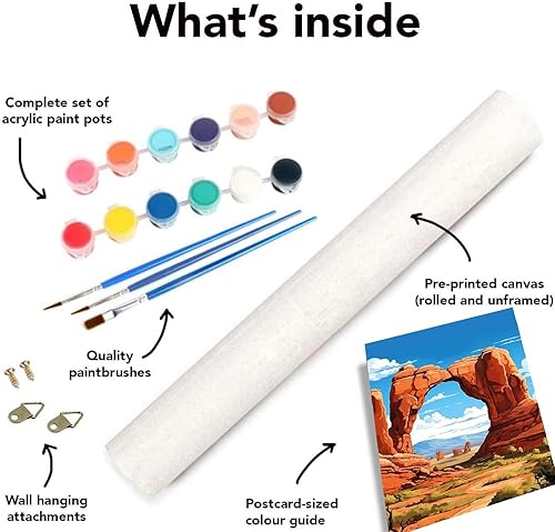 Vista 45 de cupmod Paquete de 6 kits de pintura por números para adultos principiantes, número bohemio acrílico fácil, números de acuarela sobre lienzo sin