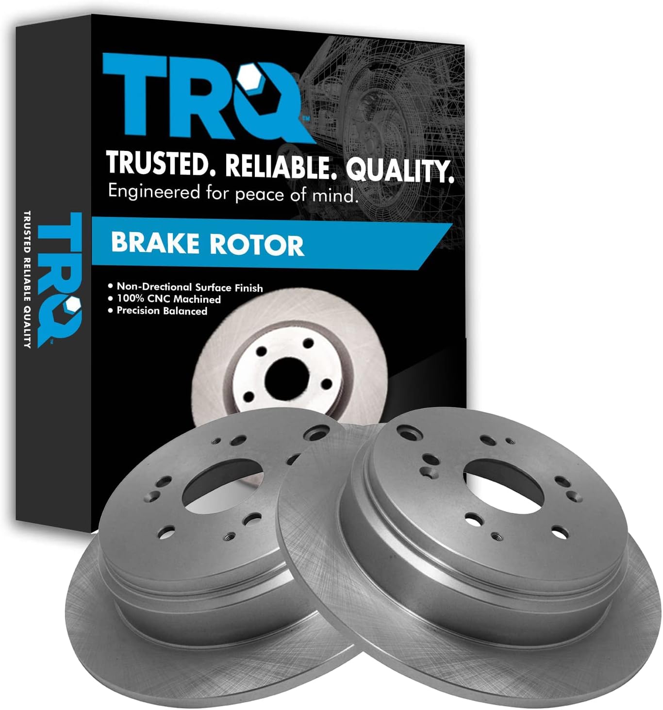 TRQ Rear Brake Rotors Set Solid Compatible with 2002-2004 Honda Odyssey