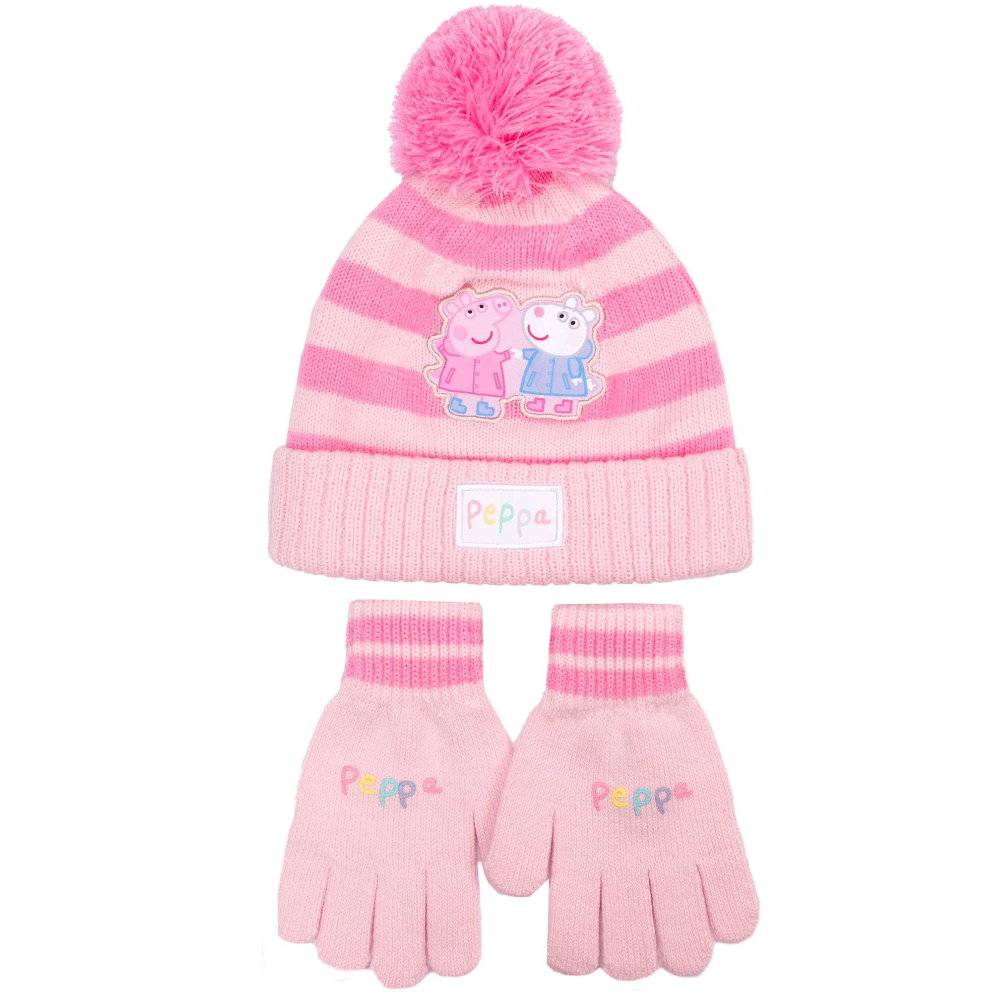 Peppa Pig Children's Winter Hat & Gloves Set Warm and Comfy Beanie Hat & Gloves Set for Girl Gift for Girls age 2-7