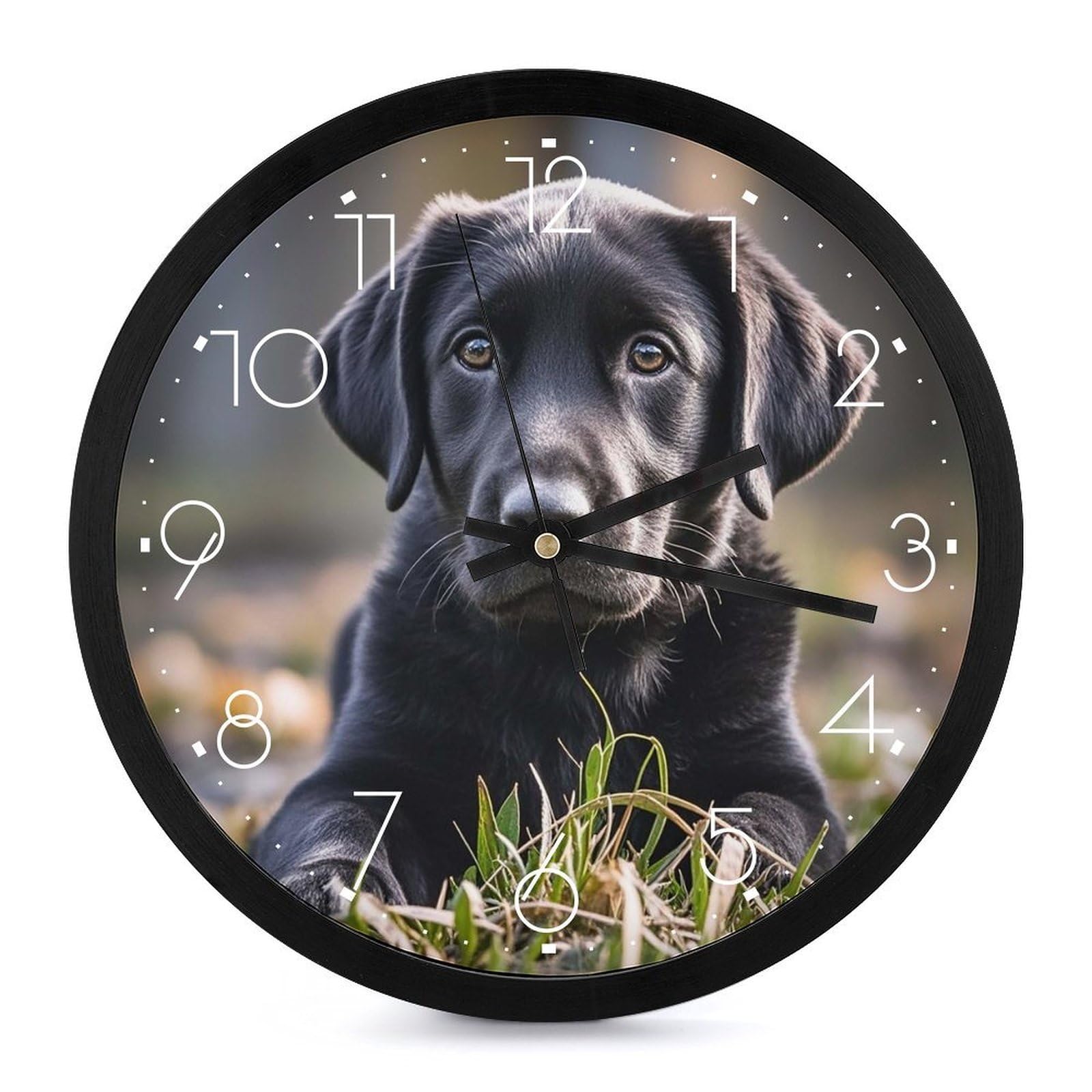 Horloge murale cadeau labrador noir ronde pour passionnés d'animaux