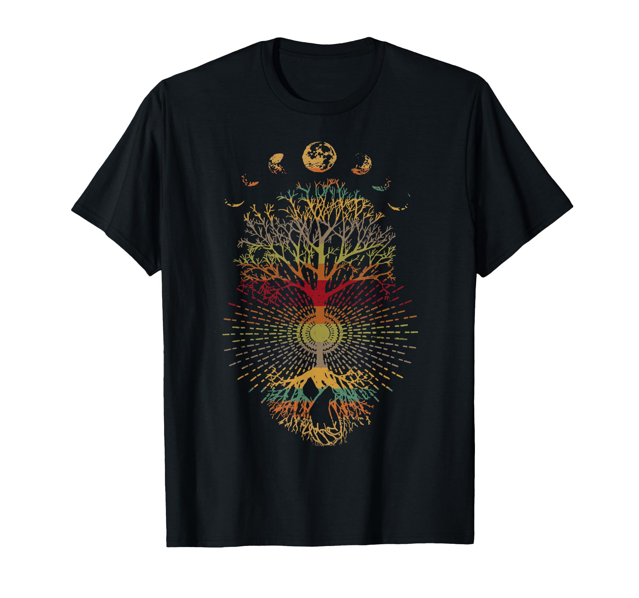 Phases of the Moon Retro 60's 70's Vibe Tree of Life T-Shirt