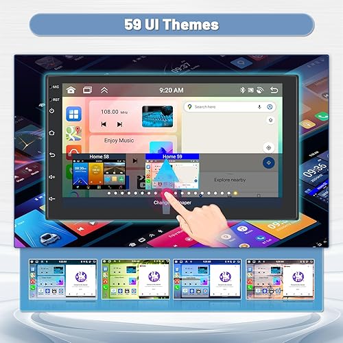 Vista 6 de 8 Core 4+64 GB 7 pulgadas Android 15 Doble DIN coche estéreo inalámbrico Carplay, pantalla táctil Android Auto receptor de radio de coche con 59UI