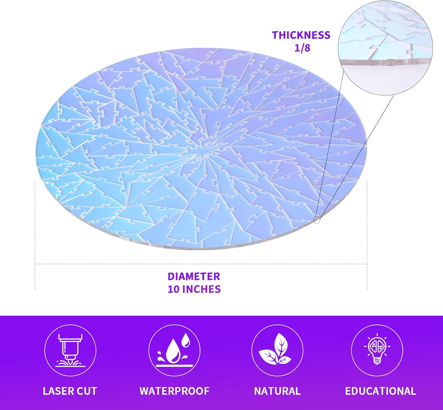 ZZYFGH Unique Jigsaw Puzzle, Impossible Challenge 141 Pieces Round Broken Color Changing Iridescent Acrylic Puzzles Game for Adult