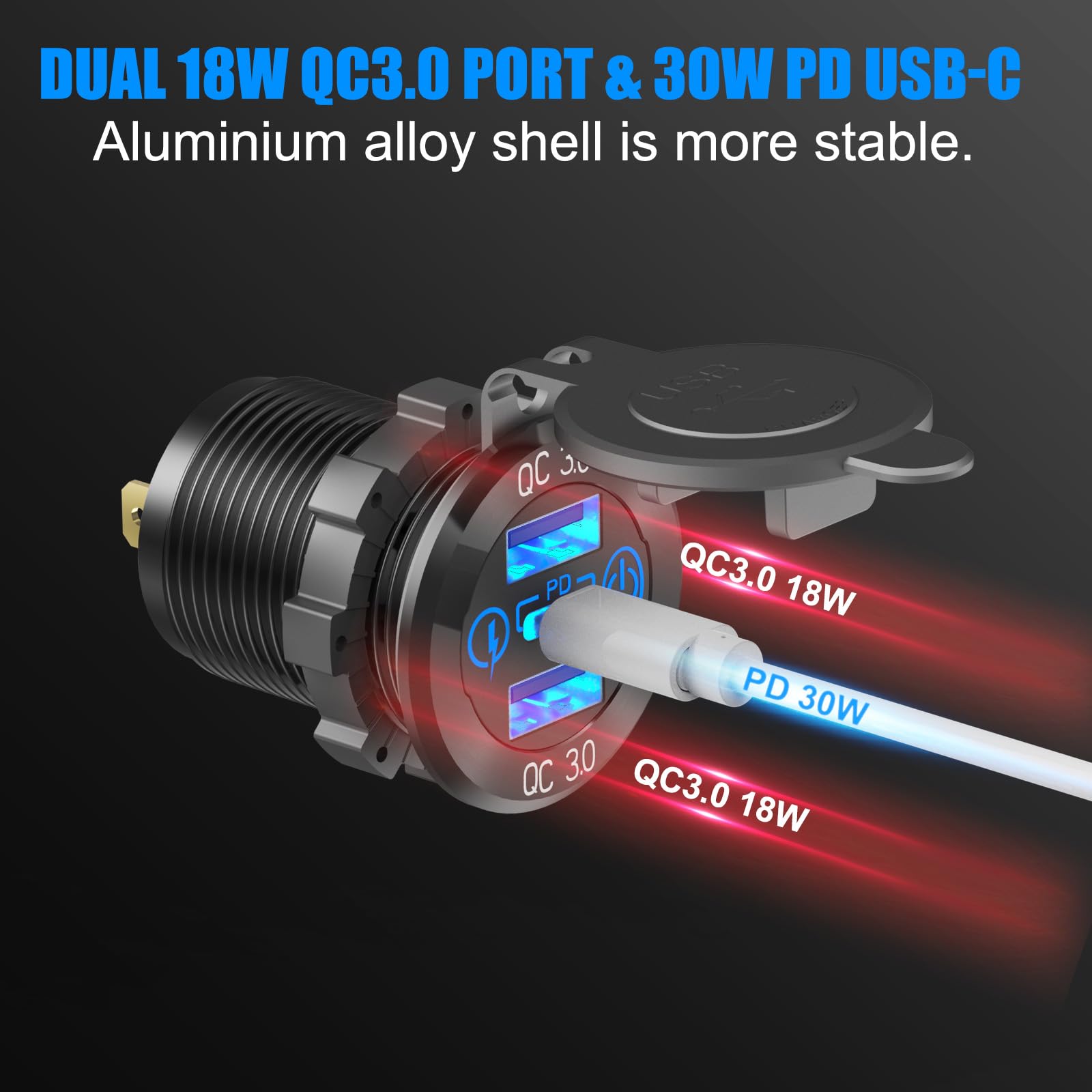 12/24 Volt Stopcontact 2x USB C Quick Charge PD - : voor 16:00 morgen thuis - Klantcijfer 4.9/5