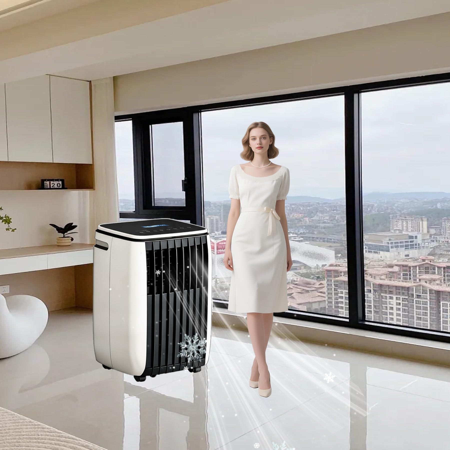 Enfriador De Aire Portátil 2 Velocidades, Frío Y Calor con Kit De Ventana Climatizador Móvil para Escritorio Dormitorio, C+Hot & Cold 12000 BTU, C+Hot & Cold 12000 BTU