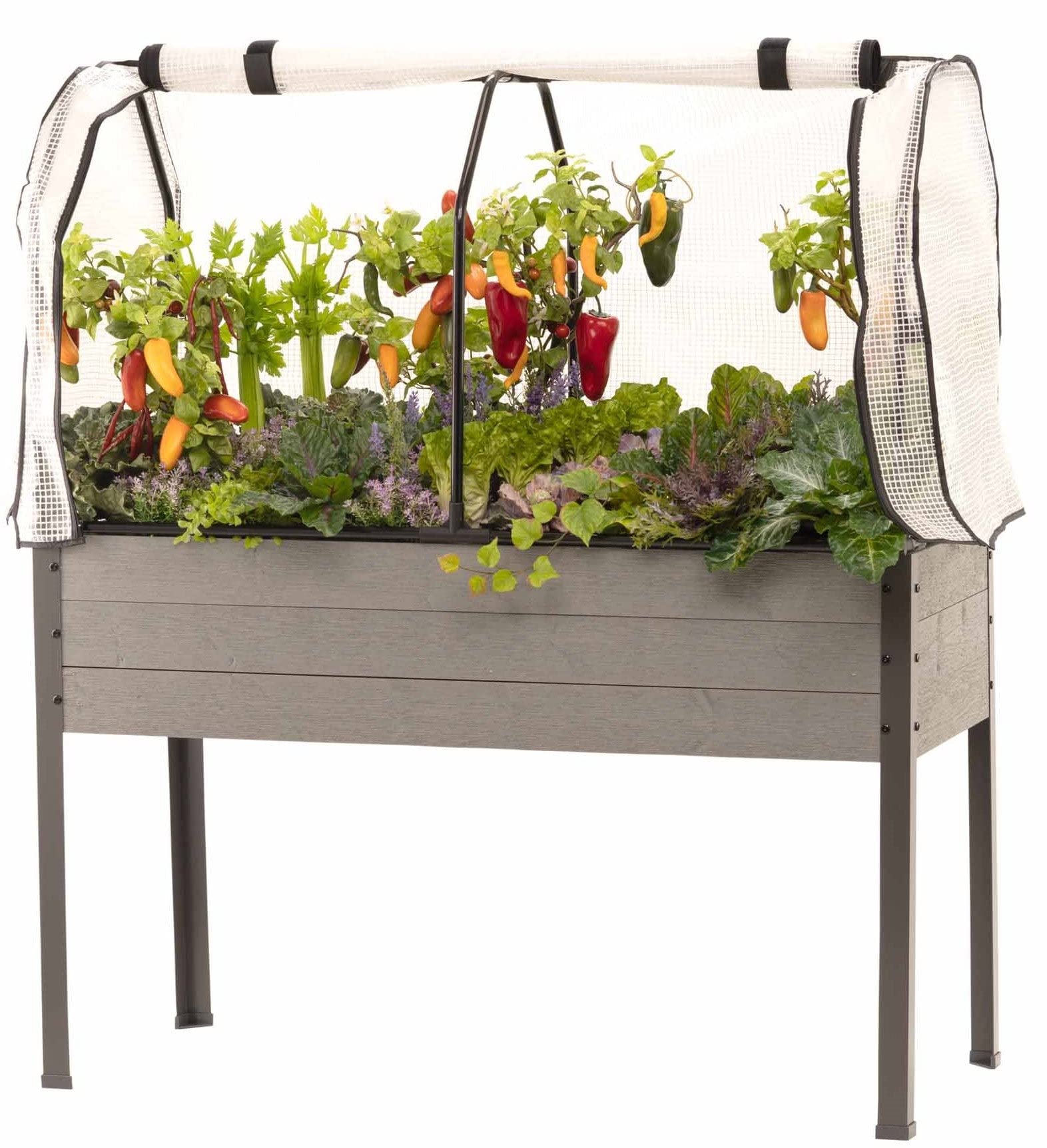 CedarCraftElevated Spruce Planter 21 x 47 x 30 Inches, Deck, Patio, & Backyard & Greenhouse Cover, 21 x 47 x 24 Inches, for Elevated Planter Boxes
