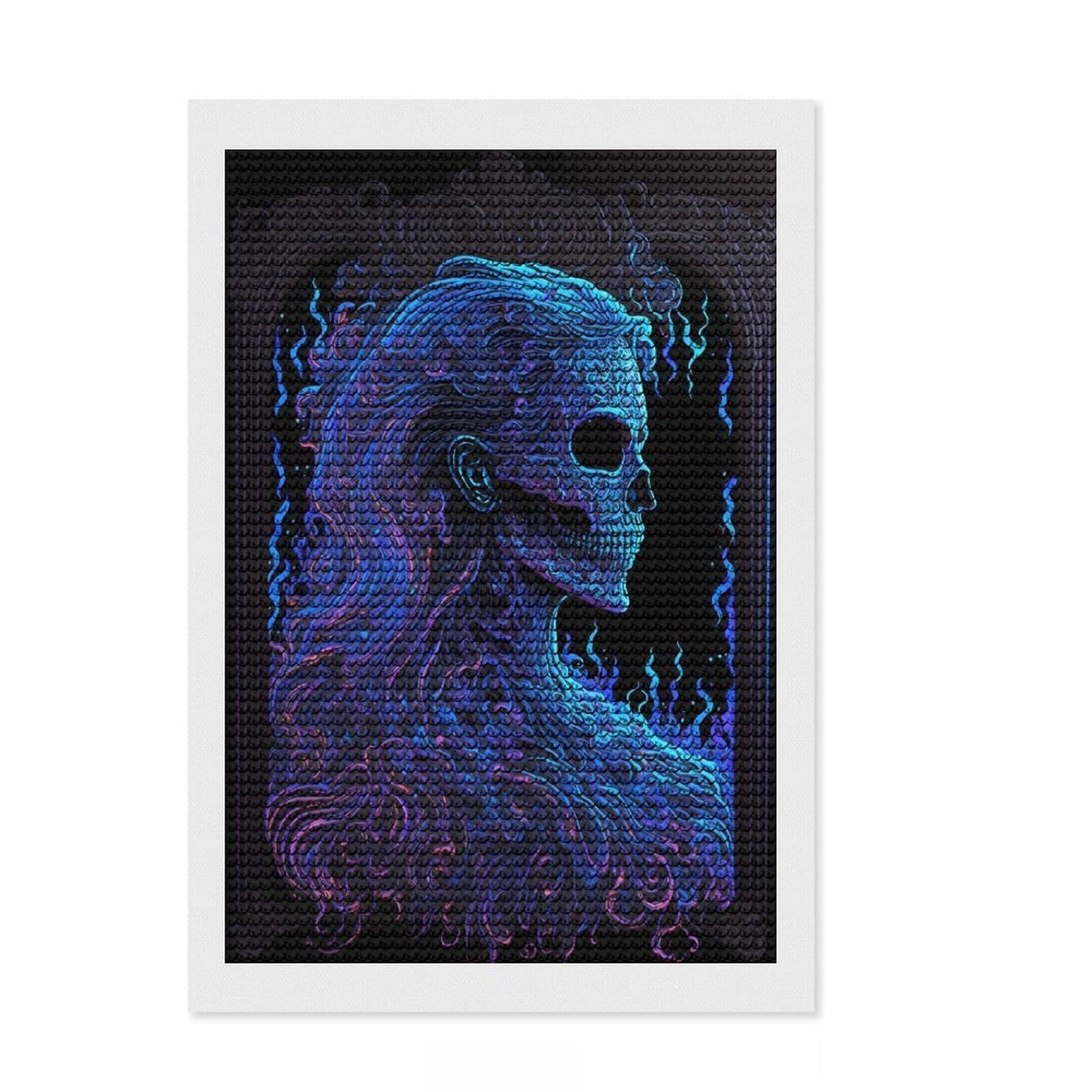 Junmoney Macabre Portrait Diamond Painting Kit 8"x12", Printed Canvas, Finish and Display, Bedroom Decor, Holiday Gift Idea, with Tool Kit