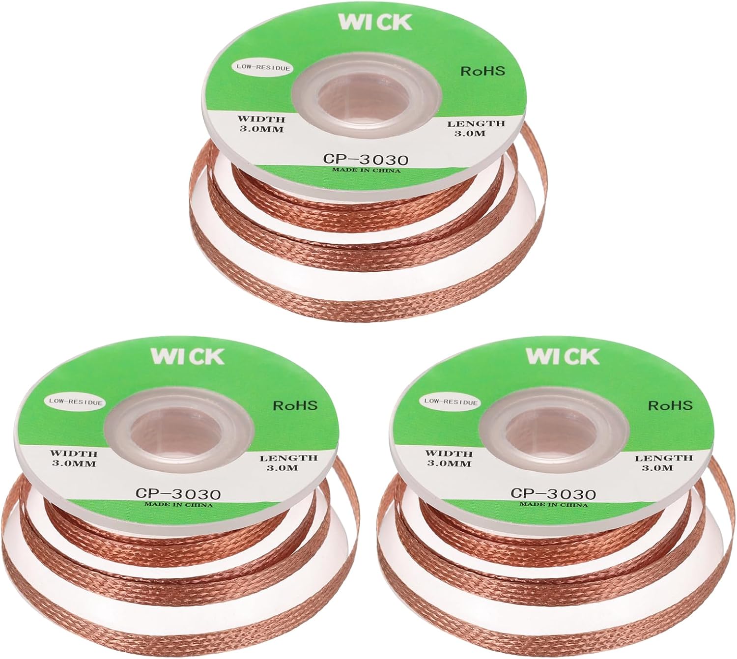 MECCANIXITY Solder Wick Braid No-Clean Desoldering Wick Braid 0.14 Inch Width 10 Feet Length for Remove the Solder Electrical Components 3 Pack