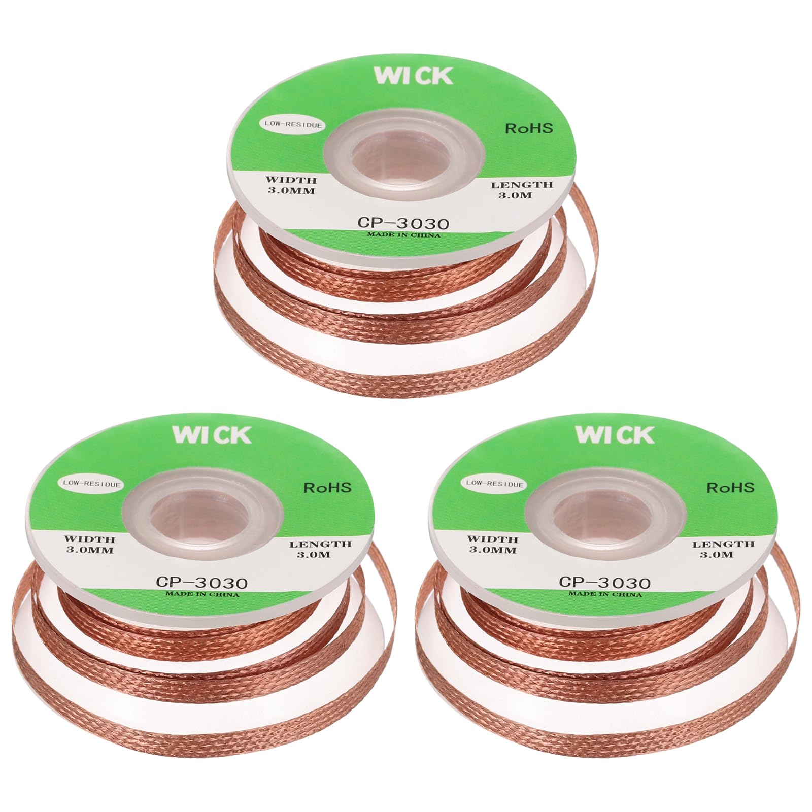 MECCANIXITY Solder Wick Braid No-Clean Desoldering Wick Braid 0.12 Inch Width 10 Feet Length for Remove the Solder Electrical Components 3 Pack