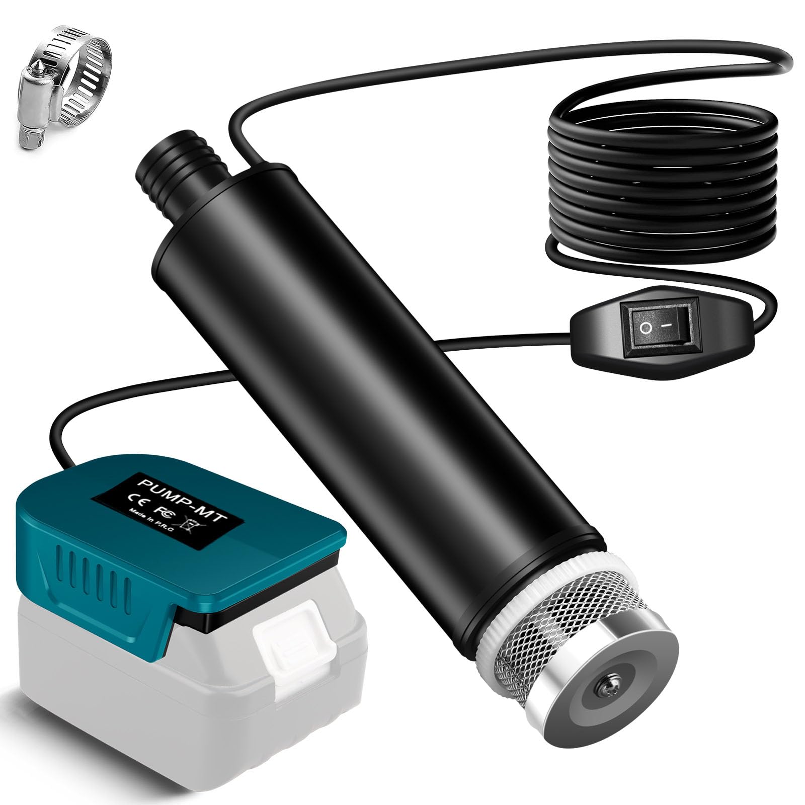 TPDL Pompa per bagno/acqua, compatibile con batteria Makita da 18 V, pompa di trasferimento da 120 W, 12 V, con cavo da 5 m, pompa di aspirazione per olio, pompa sommergibile per Gardena, piscina da