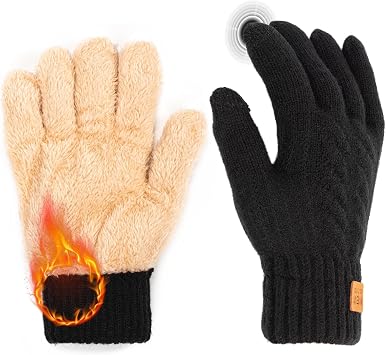Winter Touch Screen Gloves for Men, Warm Knitted Fleece Thermal Gloves for Outdoors Driving Cycling Writing Fishing Running Skiing