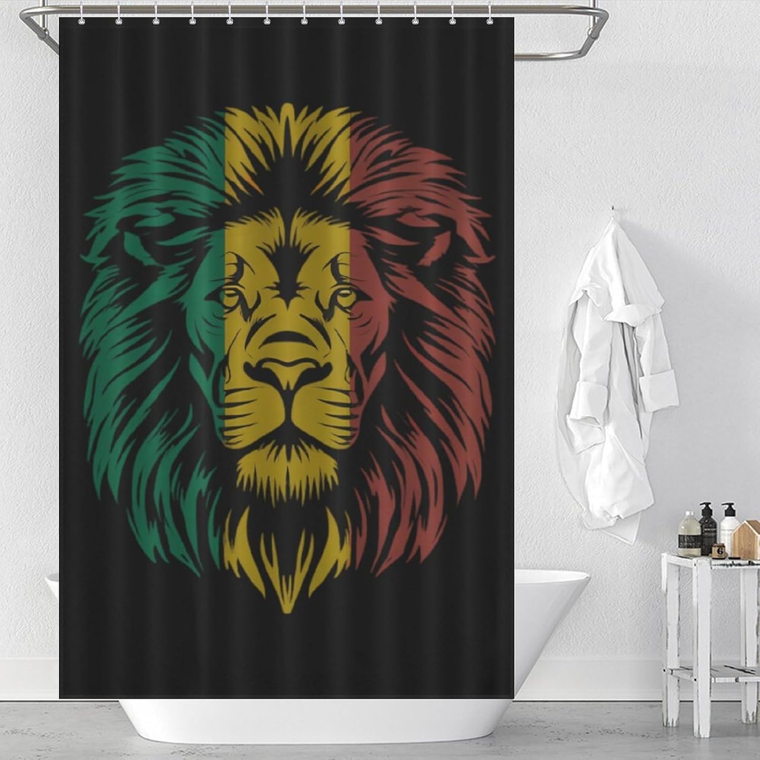 Lion Reggae Jamaica Shower Curtain 46.85x70.87Inch（119x180cm） Polyester Bath Curtain Shower Curtains Printed Decorative