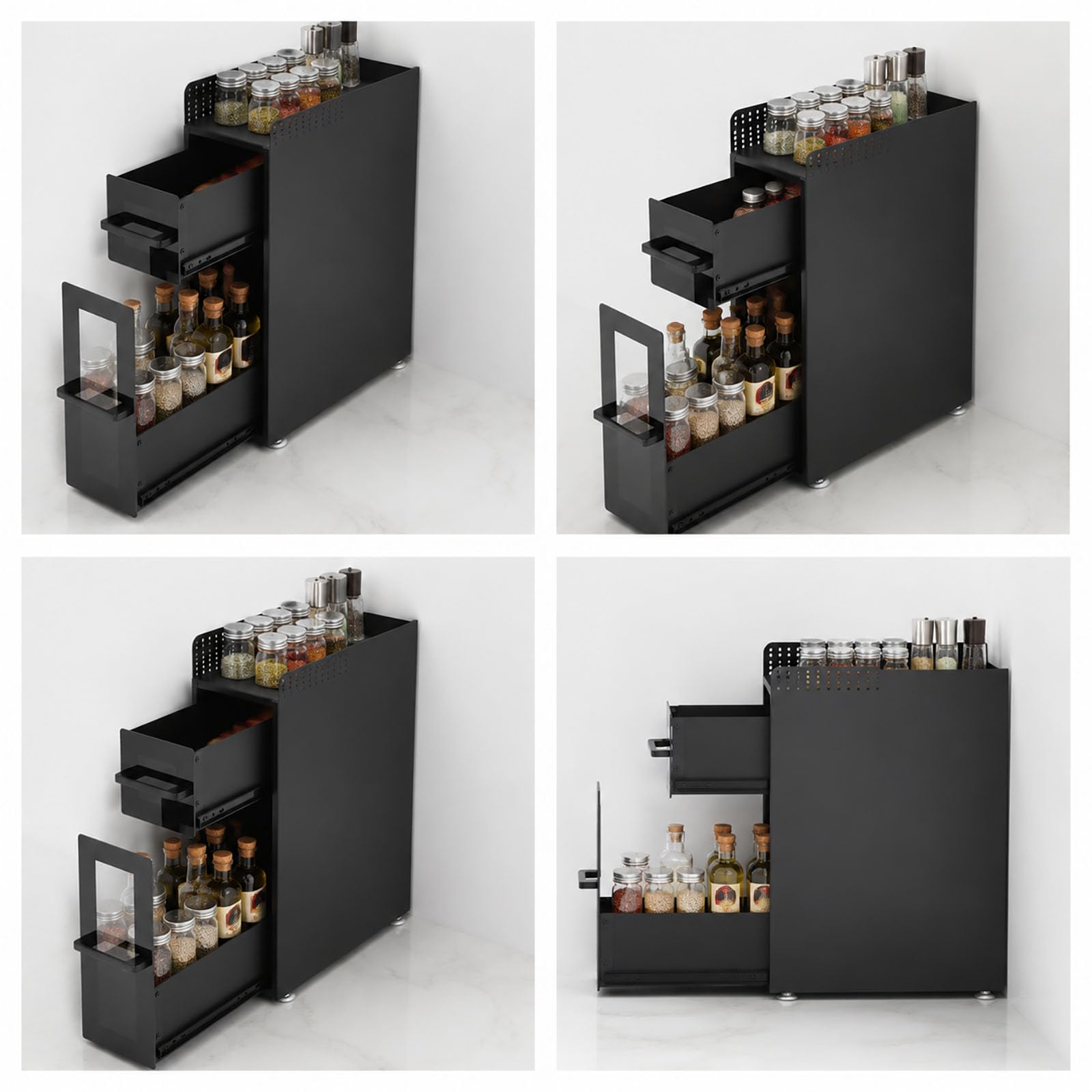 Estantería de cocina estable de acero al carbono de 3 niveles, estante de cocina, estante de cocina, estante de esquina, organizador de especias, estante para especias, estante para cocina, estante