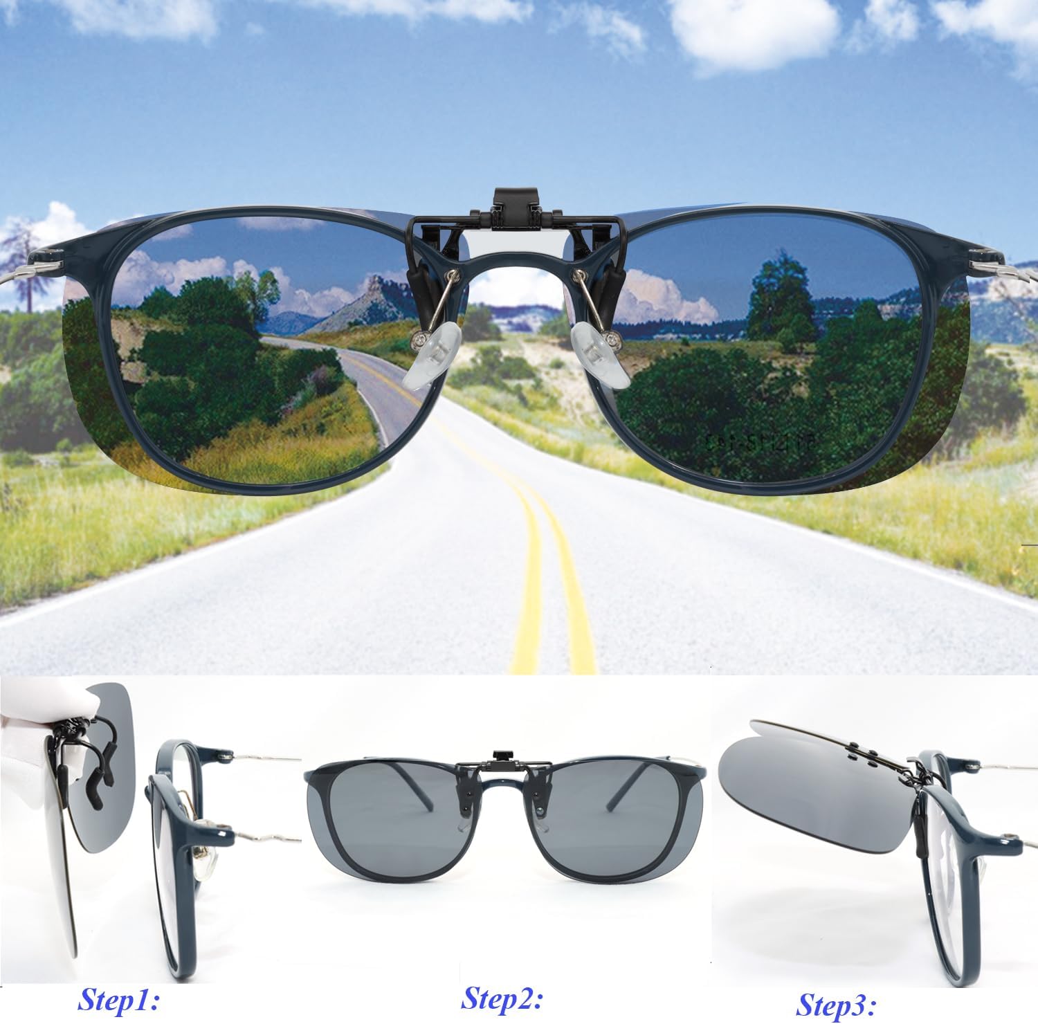 MONICE Fishing Clip on Flip up Polarized Sunglasses Fit Over Prescription Glasses Driving UV Protection Gift Men Women - Image 4