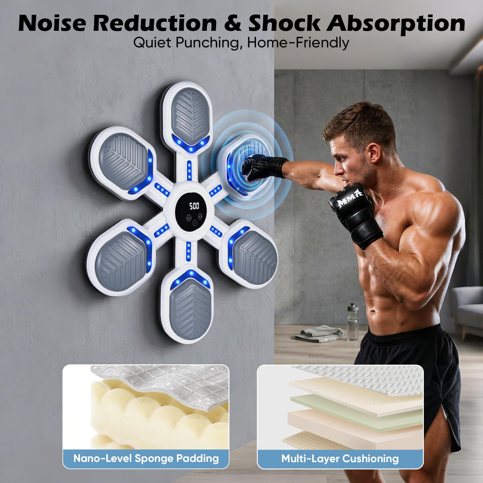 Music Boxing Machine, macchina da boxe musicale per adulti e bambini, montaggio a parete, 9 modalità, punch counter, casa, palestra, sport, regalo