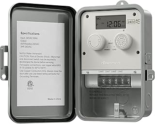 DEWENWILS Outdoor Digital Pool Pump Timer, 3HP 40A 240VAC, 7-Day 12 ON/Off Programmable Timer