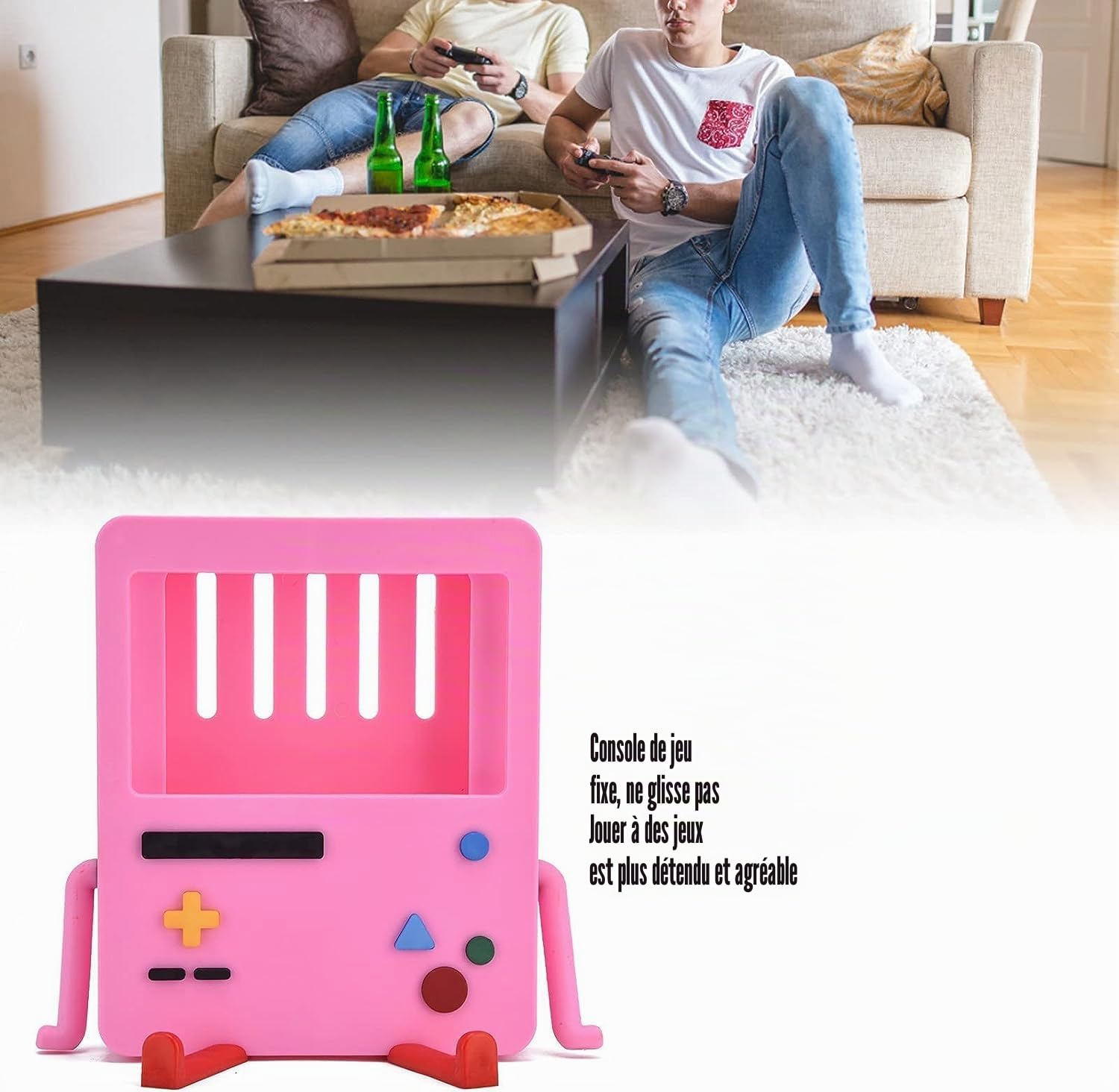 Support de Console Switch en Silicone Mignon Style Bande dessinée Rose, Support d’écran pour Console de Jeu Portable, Pratique pour Les Sessions de Jeu