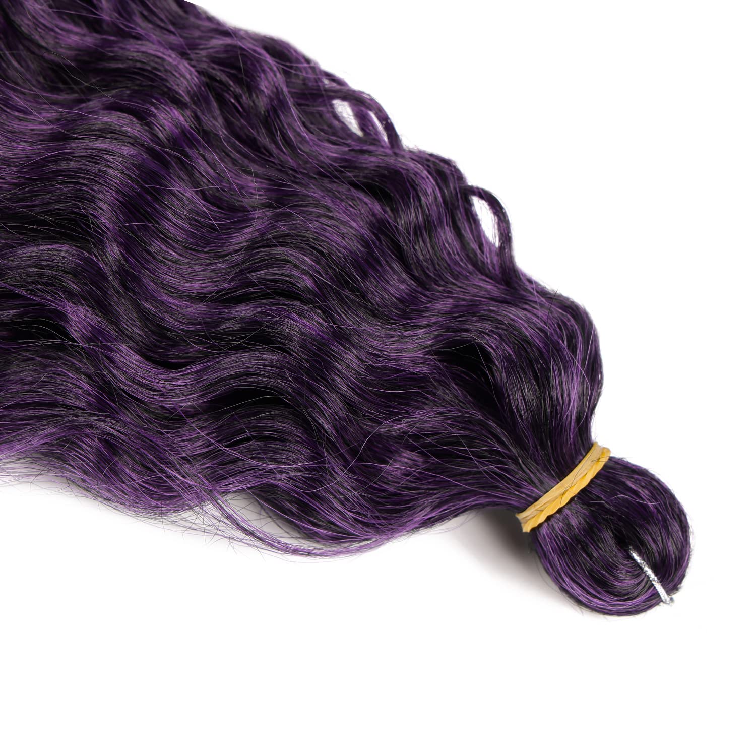 Purple Ocean Wave Crochet Hair 22inch Ombre Deep Wave Hair 6Packs Synthetic Curly Braiding Crochet Hair for Women #1BT Purple