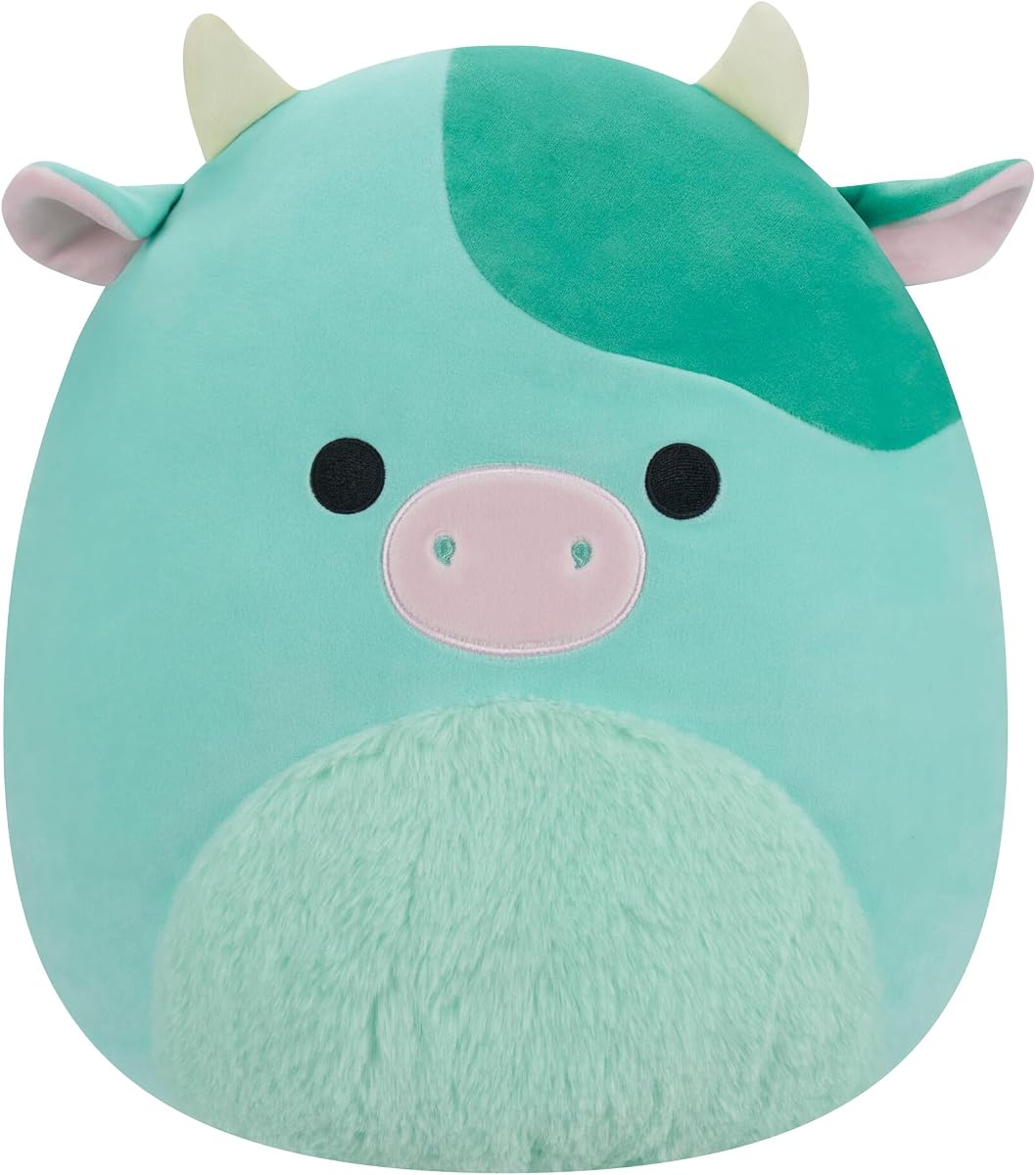 Vaca verde Seamus original de 14 pulgadas con vientre peludo - Peluche oficial ultrasuave grande de Jazwares