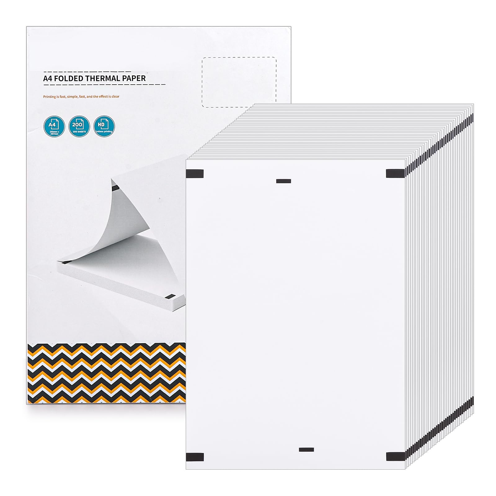 Aramanara 200 Sheets A4 Thermal Paper, 210 x 297mm Thermal Printer Paper for Portable Thermal Printer, A4 Thermal Paper for School, Work, Printing Files