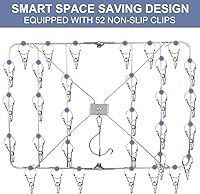 Vista 7 de Fayleeko Tendedero de secado de ropa de acero inoxidable con 52 clips, calcetines plegables, ropa interior, perchas para secar toallas, brasieres