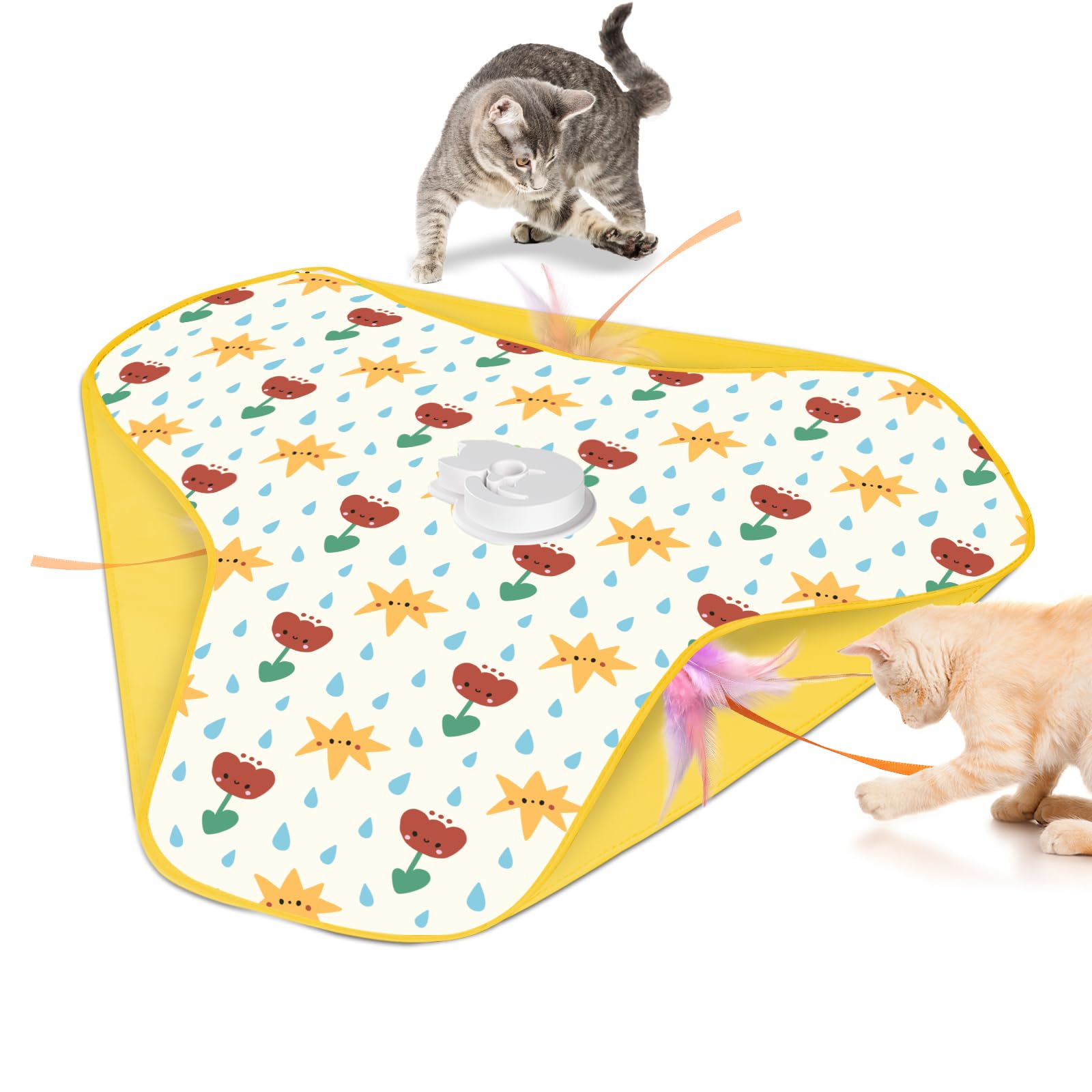 Juguete interactivo para gatos de interior, juguetes recargables de enriquecimiento de caza con ventosa y varilla giratoria, motor silencioso de 3 velocidades, diseño elegante