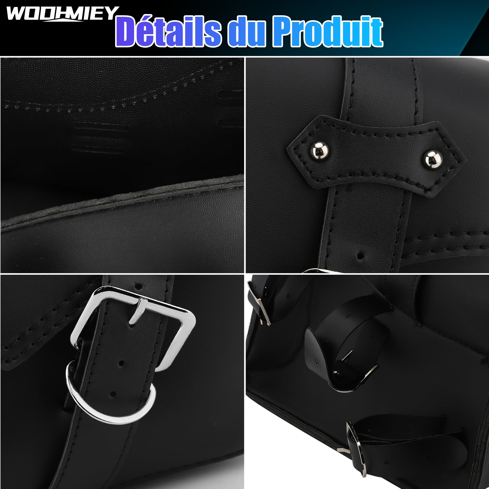 Borsa laterale moto in pelle PU resistente all'acqua vintage grande capacità
