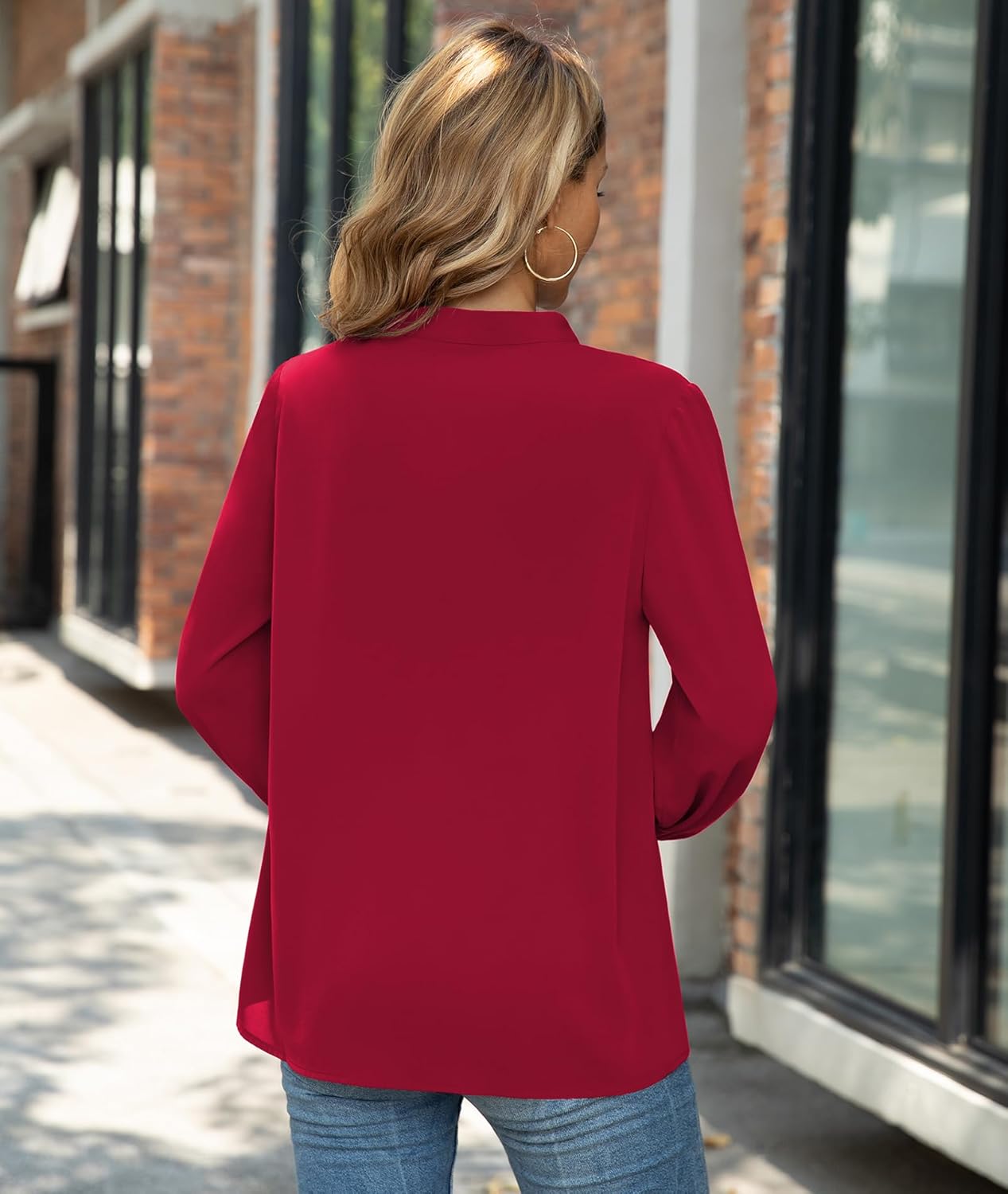 CZYINXIAN Womens Dressy Chiffon Blouse Business Work Casual Tie Neck Shirt Tops - Image 4