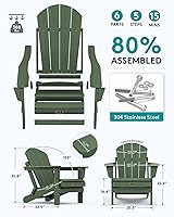 Vista 400 de SERWALL - Silla plegable Adirondack para patio, jardín, exterior, resistente a la intemperie, sillas para hoguera, color naranja