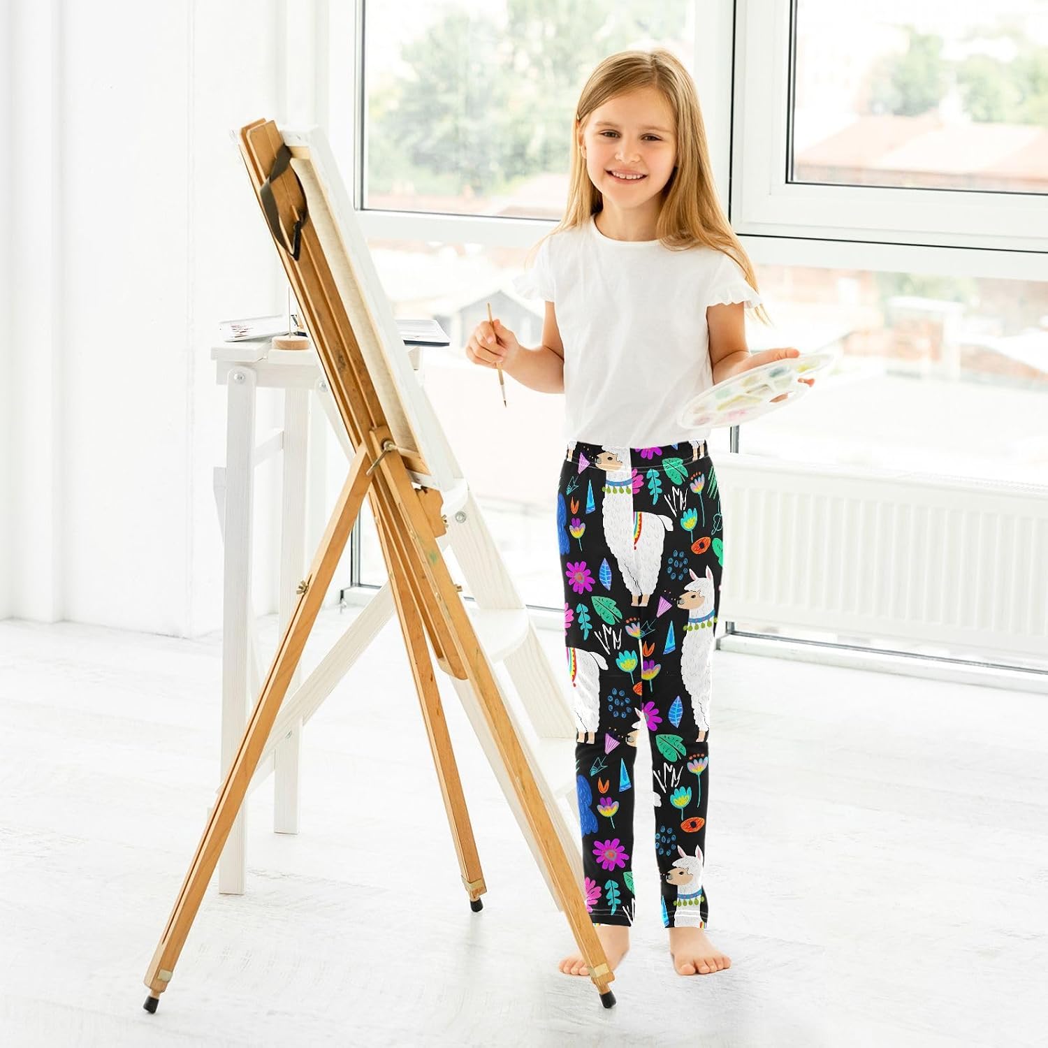 GAIREG Dance Leggings for Girls Cute Llama Colorful Cartoon