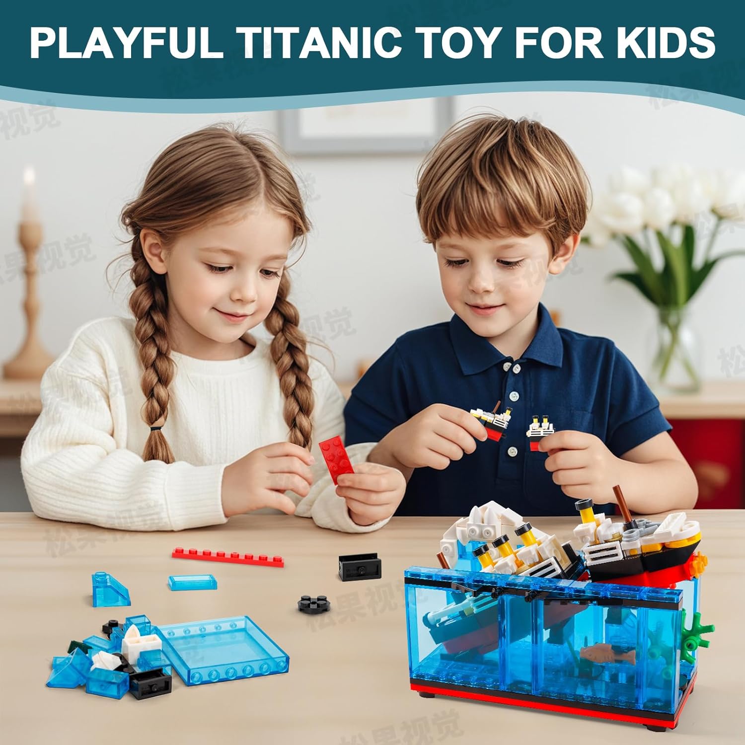 Titanic Sink and Break in Half Toy Building Blocks Set, Titanic Toys for Kids, Titanic Cruise Ship Model Toy, Titanic Model Ship Kit, Boat Bricks Kit 247 PCs - Image 6