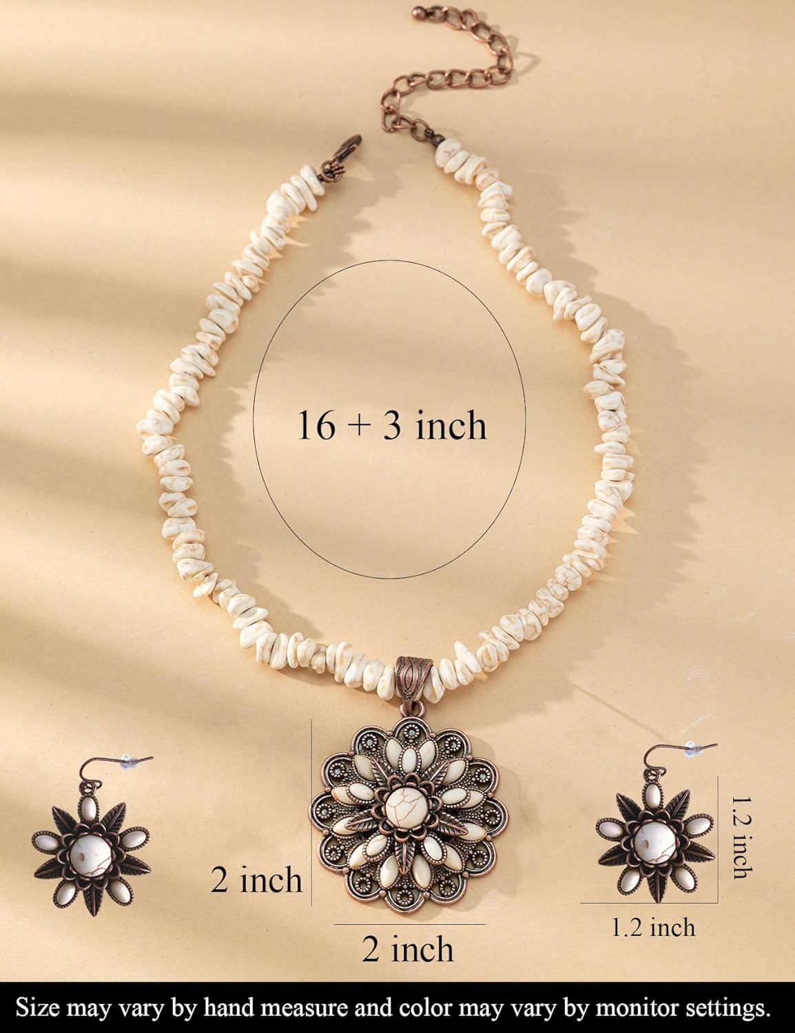 TOPACC Navajo Pearl Necklace Western Jewelry Set for Women Turquoise Necklace with Earrings Ring Cowgirl Accessory - Image 4