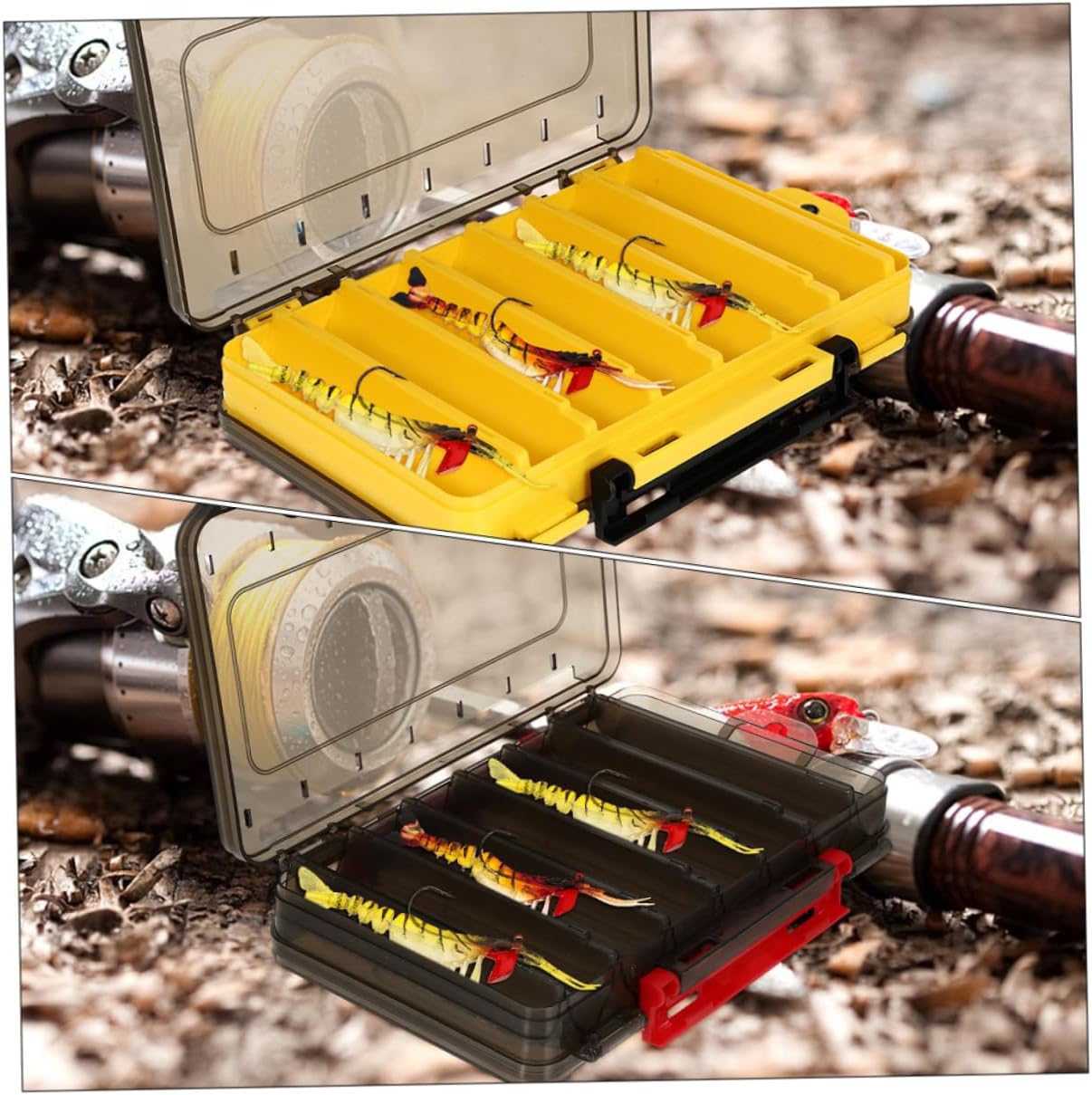 2pcs Fishing Lure Organizer Drain Design Multi-Compartment Bait Storage Box for Soft and Hard Lures for Freshwater Fishing Gear and Accessories