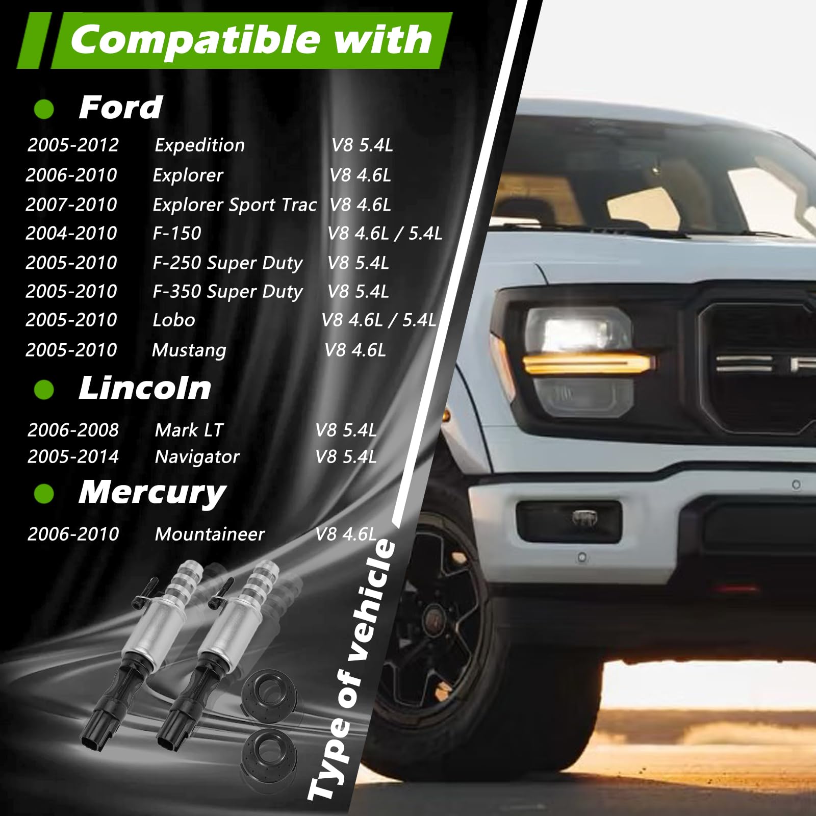 2x VCT VVT Variable Valve Timing Solenoid For Ford F-150 04-10 Expedition 05-14 2x VCT VVT Variable Valve Timing Solenoid For Ford F-150 04-10 Expedition 05-14