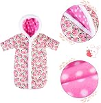 Rakki Dolli Doll Sleeping Bag Jumpsuit Hooded Romper Pink Rose Hoodie Soft Swaddle Blanket Doll Clothes and Accessories, Fits for 18" Dolls (Doll not Included)