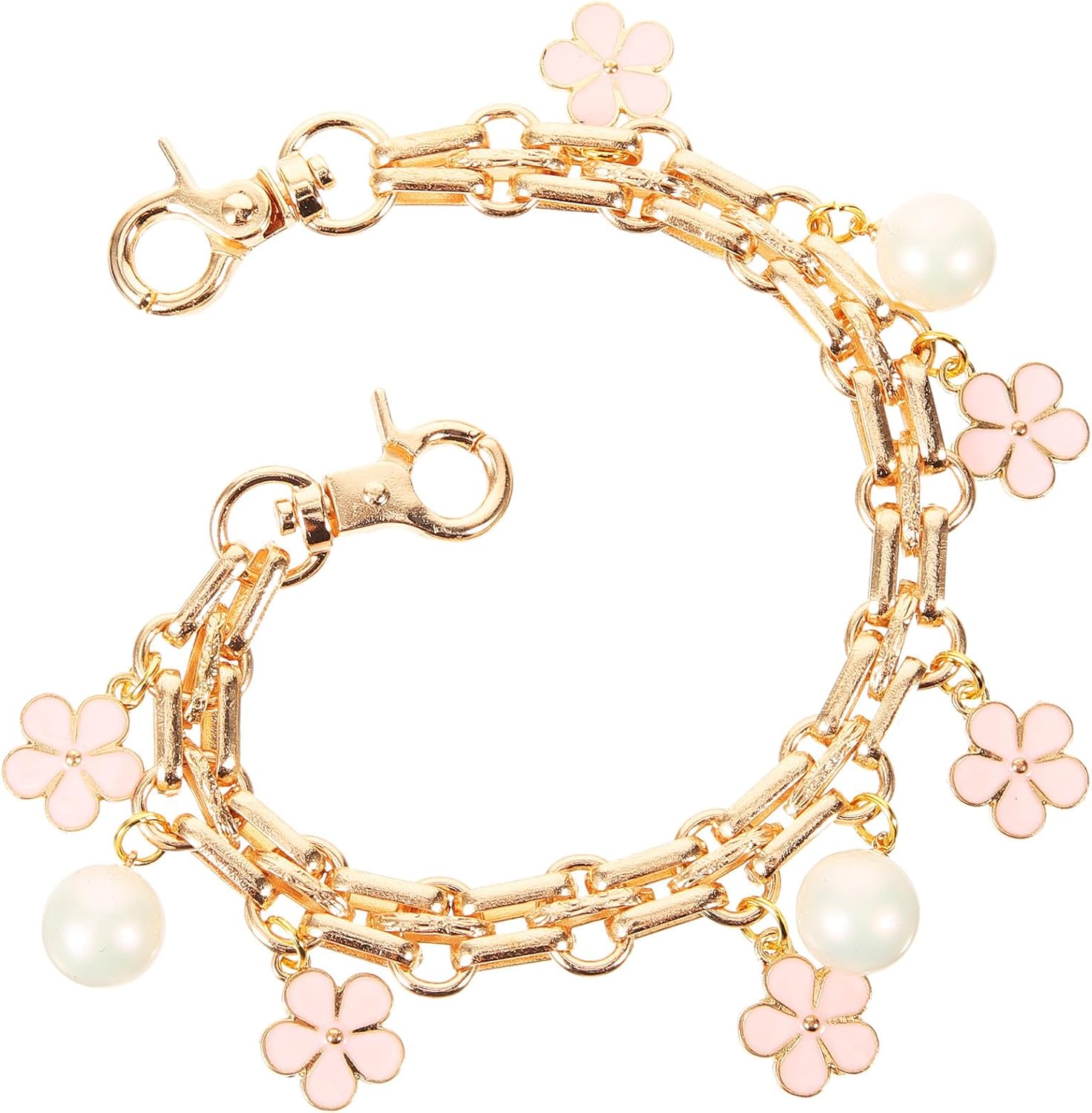 Pearl Purse Extender Chain with Flower Charm for Clutch Bags