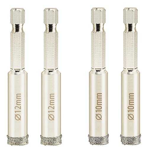 Sierra perforadora de diamante de 1/2 pulgada + broca de diamante de 3/8 pulgadas para vidrio, azulejos de porcelana, maceta de cerámica, piedra,