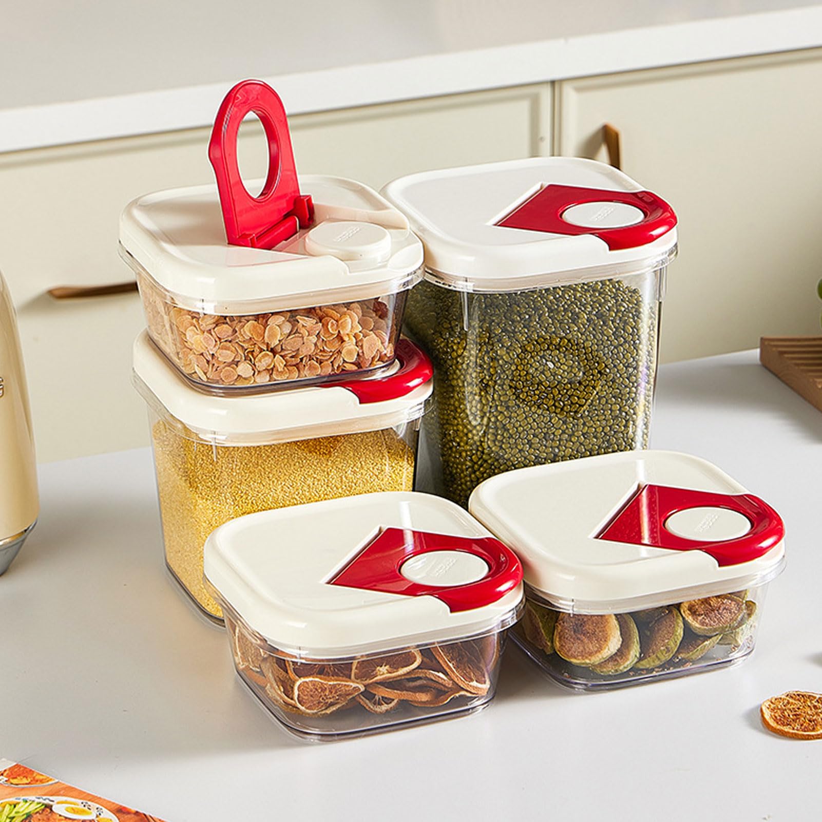 Zerodis Contenedores Herméticos para Alimentos, 3 Unidades de Contenedores de Almacenamiento de Cocina, Botes Transparentes para Alimentos Secos, Botes Organizadores de Cereales s
