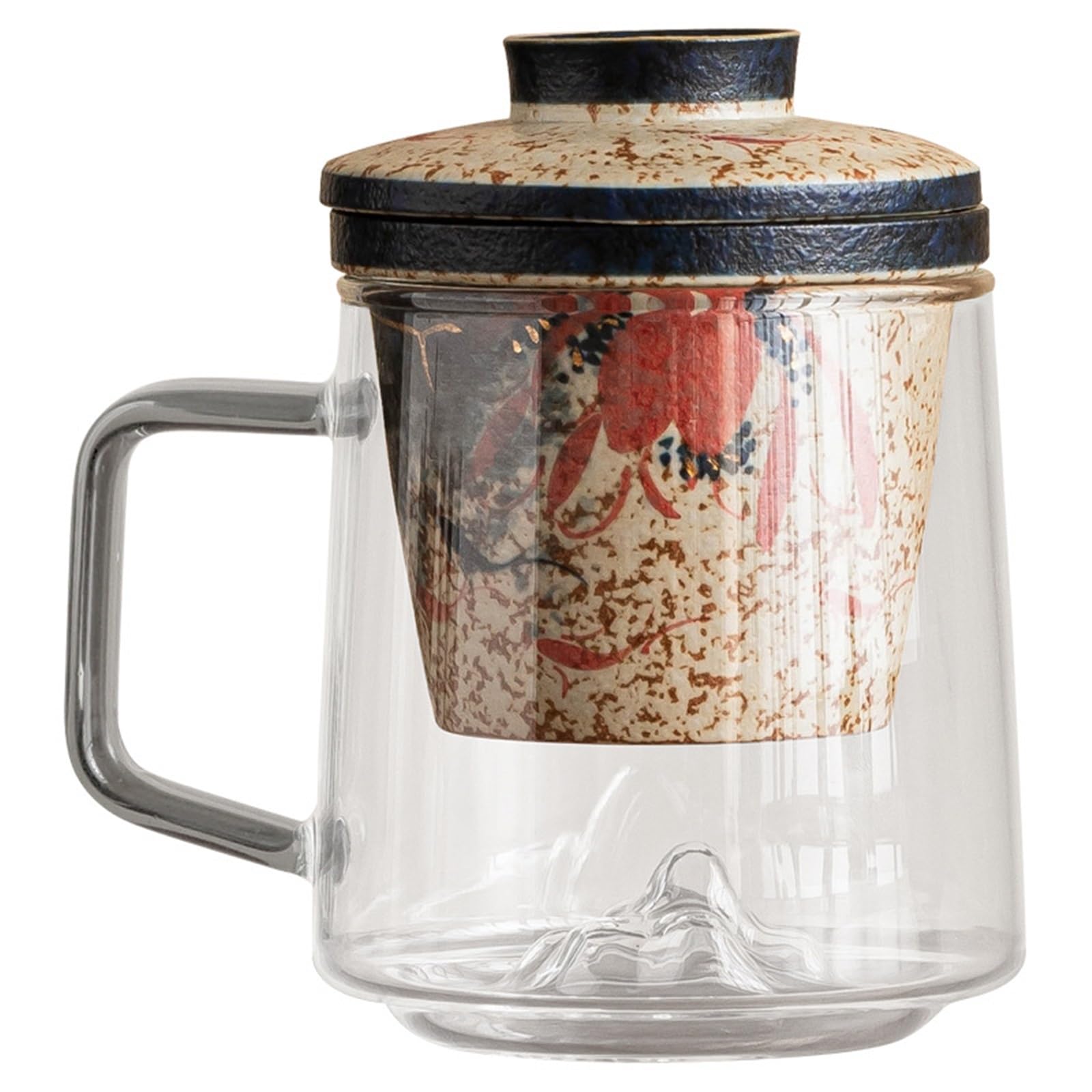 Tasse à thé en céramique avec filtre infuseur amovible et couvercle assorti, avec poignée incurvée confortable, coffret cadeau complet for thé en vrac et café quotidien