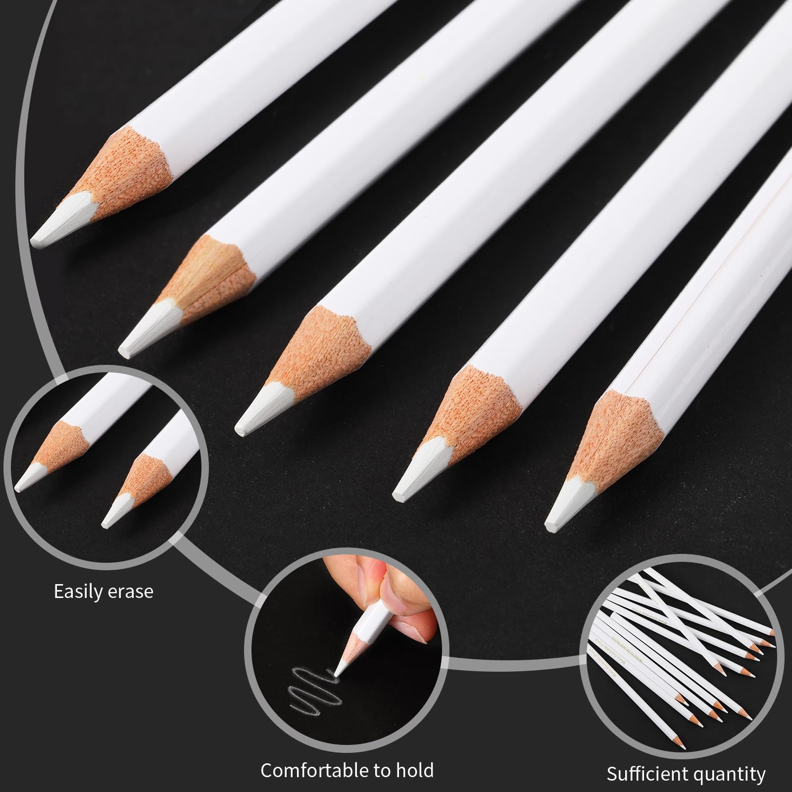 Sabary 24 lápices de tela blanca para coser, lápices de tiza de colores blancos, solubles en agua, tiza para tela de tela, bolígrafos de costura lavables para bodas, juegos de despedida de soltera
